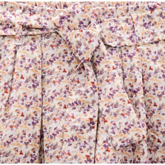 Zara Ditsy Floral High Waist Belted Shorts Women's Size Small - Picture 7 of 8